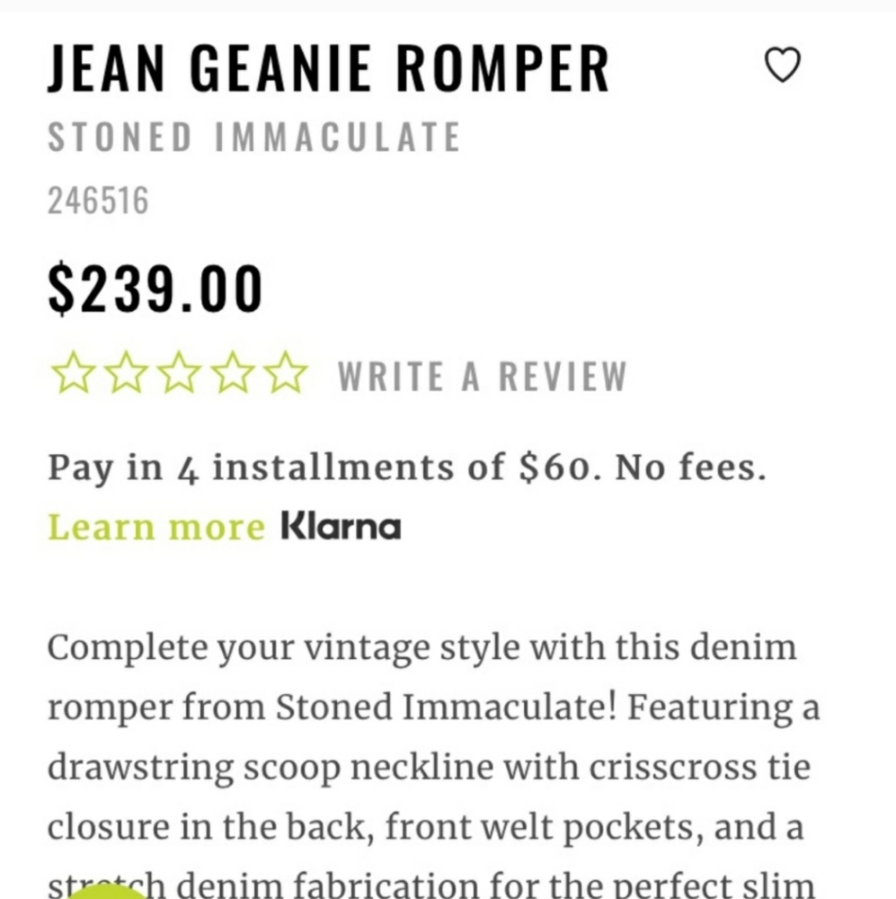 Stoned Immaculate Jean Geanie Romper Denim Jumpsuit With Lace Up Back - Picture 12 of 12